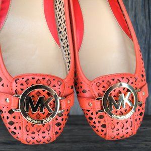 Michael Kors Fulton Orange Perforated Moc Flats SZ 9.5